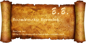 Bozmánszky Benedek névjegykártya